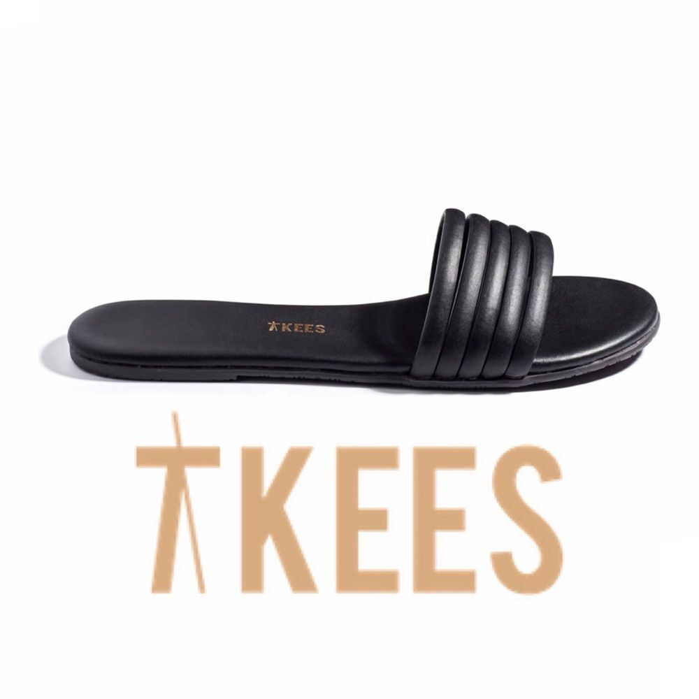 TKEES Serena Strappy Slide Flat Sandal in Black